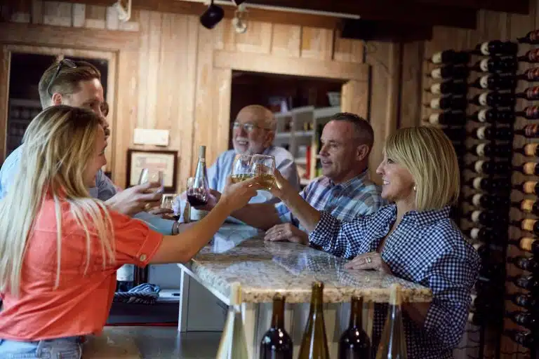 family drinking wine